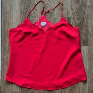 J.Crew Factory Scalloped Edge Layering Tank in Red